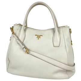 Prada 2-Way Leather Handbag White