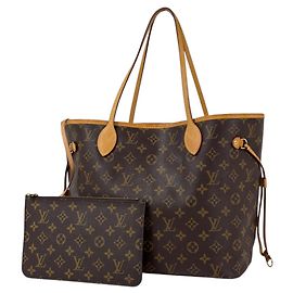 Louis Vuitton Neverfull MM Tote Bag Brown Beige