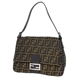 Bolsa de Ombro Fendi Zucca Pattern Mamma Baguette Marrom