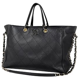 Bolso Tote Chanel de cuero negro Negro
