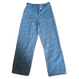 Autre Marque Wrangler Jean Barrel High Rise Monogramma in Denim Blu Blu