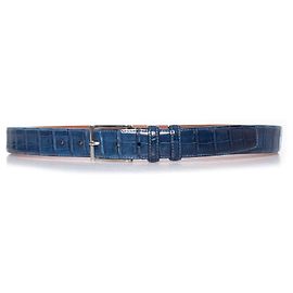 Santoni, Gürtel aus Alligatorleder in Blau Blau