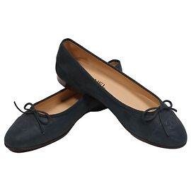 Bailarinas Chanel de ante verde oscuro Verde oscuro