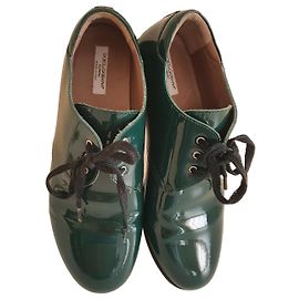 Dolce & Gabbana Chaussures à lacets en cuir verni vert Vert