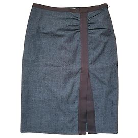Etro Grey Wool Blend Pencil Skirt Brown Grey