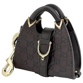 Gucci Dark Brown Leather Keyring Dark brown