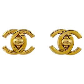 Chanel Gold Clip Earrings Golden