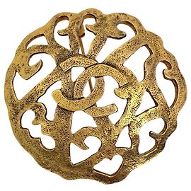 Chanel Gold Plated Brooch Golden