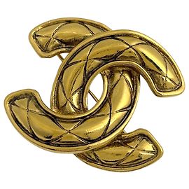 Broche Chanel plaquée or Doré