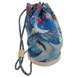Hermès Soie Cool 22 Bolsa de cordão tela estampada couro