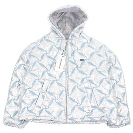 Autre Marque BLUE MARBLE Bomber Jacket Polyester Hooded Jacket Silvery Other