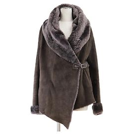 Autre Marque DAMA collection Lamb Leather Coat Brown