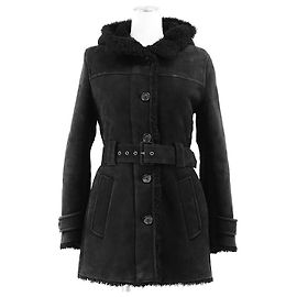 Abrigo de piel de oveja Prada Negro