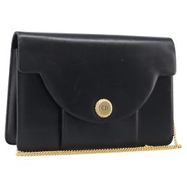 Bolsa de ombro com corrente Christian Dior em couro preto e dourado Outro
