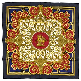 Hermès Lenço Hermes Carre 90 Les Tuileries Multicor Azul marinho
