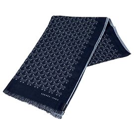 Hermès Estola Hermes em cashmere e seda Navy Azul marinho