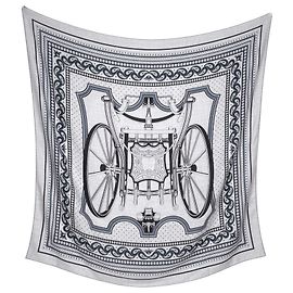 Hermès Pañuelo/Bufanda Hermes Carre Geant Les Roues de Phaeton Castaño Multicolor