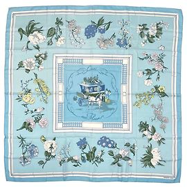 Hermès Lenço Hermes Carre 90 Quai aux Fleurs Azul Multicor