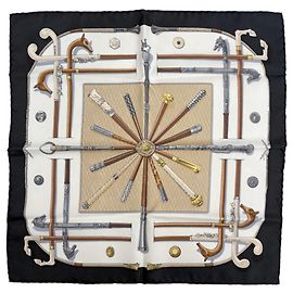 Hermès Foulard Hermes Petit Carré Cannes & Pommeaux Nero
