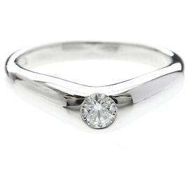 Autre Marque Tiffany Curved Band Ring in Platinum with Diamond Silvery
