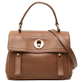Autre Marque Saint Laurent Bolsa Muse Two Satchel Pequena em Couro Castanho Marrom