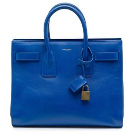 Autre Marque Saint Laurent Blue Small Leather Sac De Jour Satchel Blau
