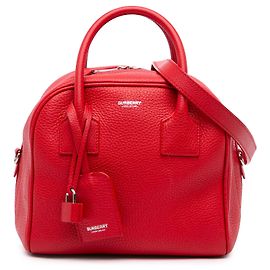 Bolso Satchel Cube Burberry de piel de becerro granulada rojo Small Roja