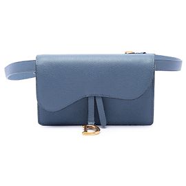 Dior Blue Grained Calfskin Saddle Belt Pouch Blue Other