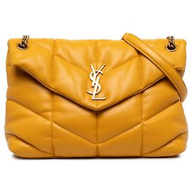 Autre Marque Borsa a tracolla LouLou Puffer in pelle di agnello matelassé monogramma gialla Medium Saint Laurent Giallo Senape