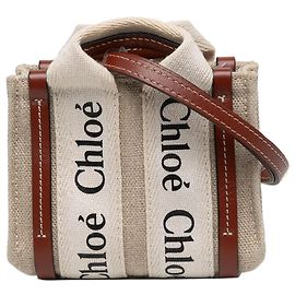 Bolsa Nano Woody em lona bege Chloé Bege