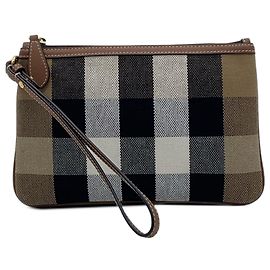 Pouch da polso Peyton Burberry in tela House Check marrone Marrone Taupe
