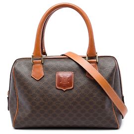 Céline Sac Satchel Celine en toile enduite Macadam marron Marron