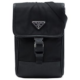 Prada Smartphone-Hülle aus Re-Nylon mit schwarzem Saffiano-Besatz Schwarz