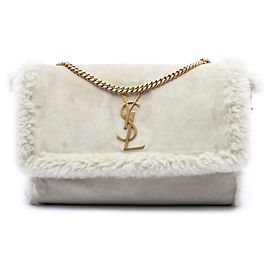 Autre Marque Bolsa de Ombro Reversível Kate em Shearling Monogramado Cinza Medium, Saint Laurent Marrom Cinza