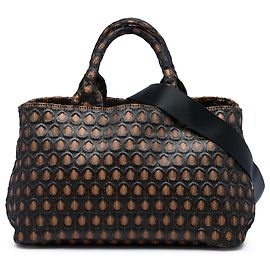 Prada Tote aus Tessuto Broccato Canapa Braun Braun Bronze