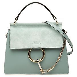 Bolsa Faye Chloé Pequena em Pele de Bezerro e Camurça Azul Azul Azul claro