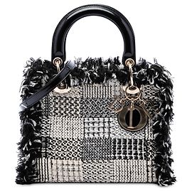 Dior Black Medium Tweed Fringe Lady Dior Noir