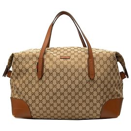 Mala de Viagem Gucci em Lona GG Bege com Web Bege