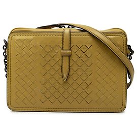Bolsa Camera com aba e cinto Bottega Veneta em Nappa Intrecciato amarelo Amarelo Mostarda