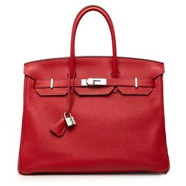 Hermès Red Clemence Birkin Retourne 35 Red