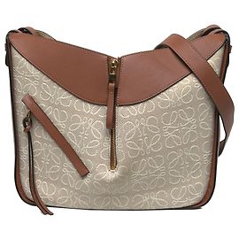 Borsa Hammock LOEWE piccola in pelle e tela Anagram marrone Marrone