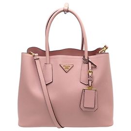 NOVA BOLSA DE MÃO PRADA DOUBLE B2756T COURO SAFFIANO ROSE COM ALÇA Rosa