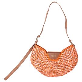 Bolso de hombro Medium Swing Loewe x Paula's Ibiza en rafia naranja Naranja