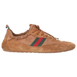Baskets Gucci Shift en daim et mesh marron Marron Rouge