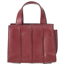 Max Mara Micro Whitney Top Handle Bag in Burgundy Leather Red Dark red