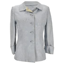 Gianni Versace Floral-Jacquard Blazer in Blue Rayon Blue