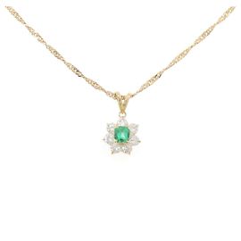 Autre Marque Collana Au750 Smeraldo e Diamante D'oro