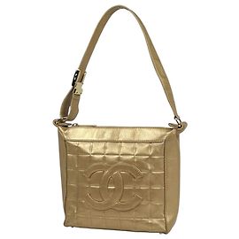 Chanel Gold Leather Shoulder Bag Golden