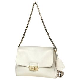 Sac à épaule Christian Dior en cuir blanc Blanc