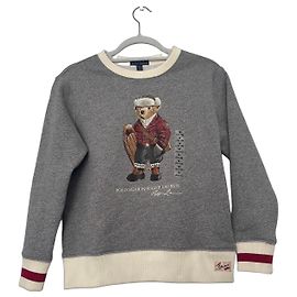 Polo Ralph Lauren Sweatshirt Polo Bear Gris en Coton Blanc Rouge Gris